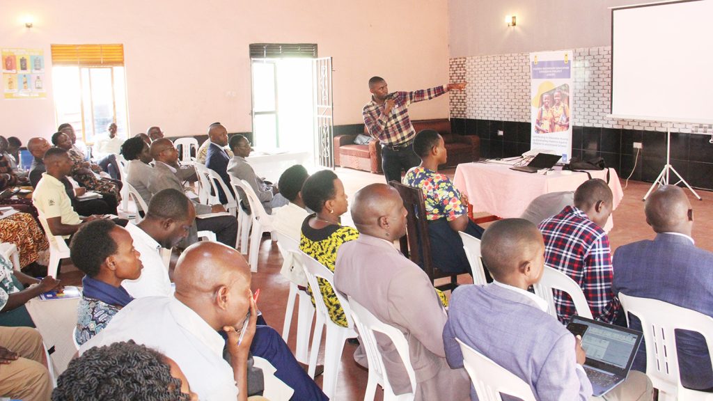 Herman Makanga from Education Ministry leads the training of educators in Isingiro